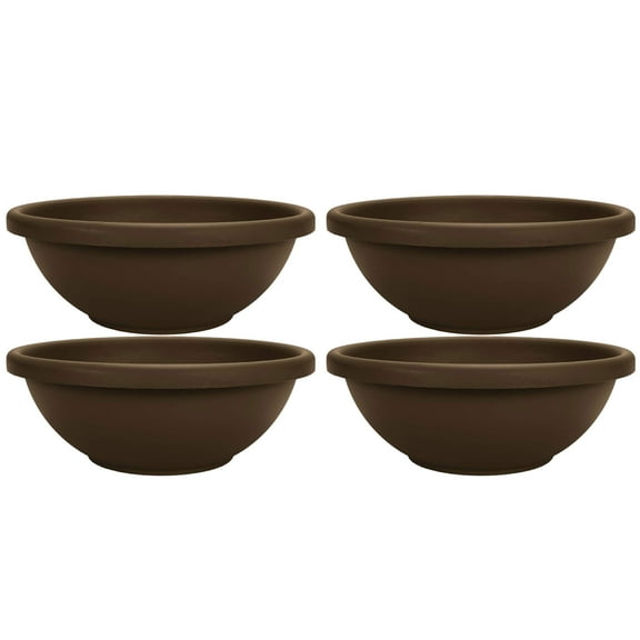 The HC Companies 18 Inch Bowl Planter, Chocolate Brown (4 Pack)