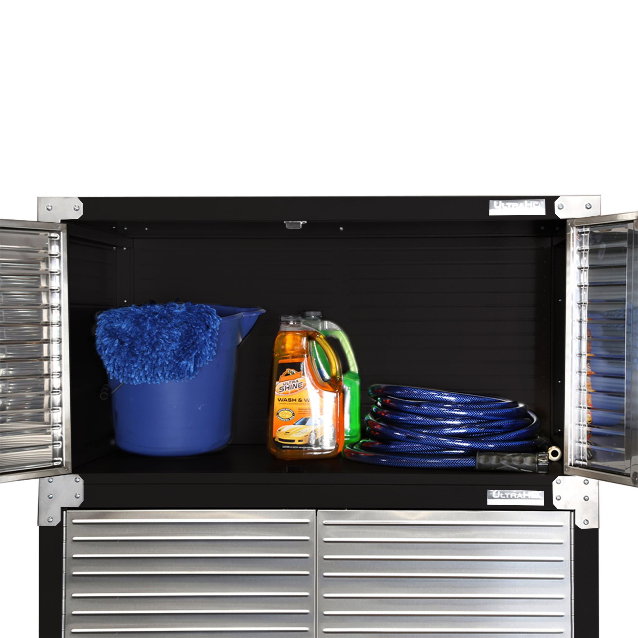 Seville Classics UltraHD® Stacking Top Steel Body Lockable Storage Cabinet Organizer Shelving Unit, 36" W x 18" D x 18.5" H, Graphite