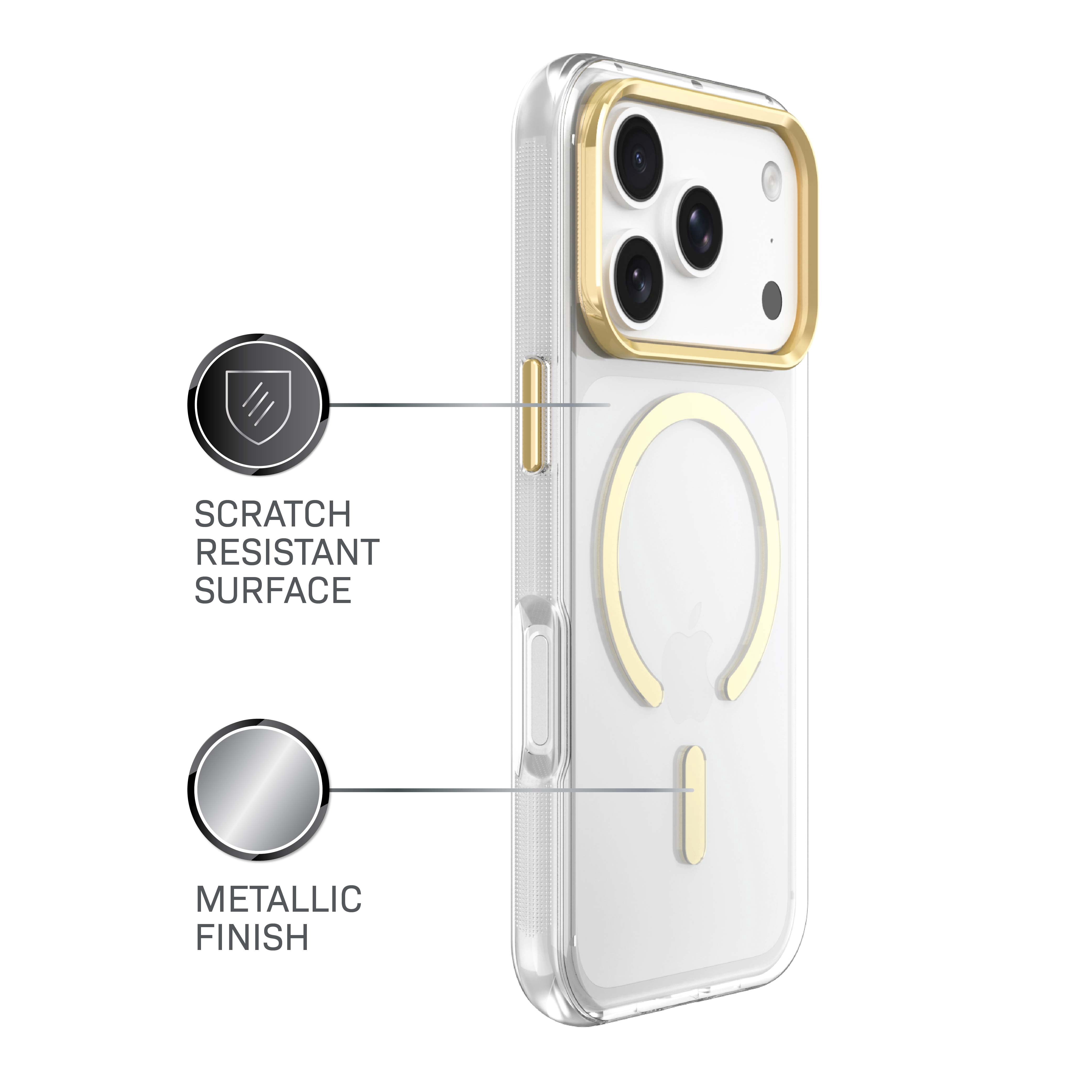 Body Glove Reflector Phone Case for iPhone 18 Pro Max / 17 Pro Max, MagSafe Compatible - Clear/Gold