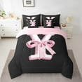 thumbnail image 2 of Erosebridal Initial Letter Y Bedding Full Size, Black Pink Bedding Sets Full Size, Kawaii Bow-tie Reversible Bed Set, Lightweight Room Decorative, 7pcs, 2 of 6