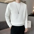 thumbnail image 3 of Suéter de punto para hombre, jersey negro, ropa para hombre, color liso, cuello redondo, moda coreana 2024, sudadera de lana A, 3 of 4