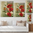 thumbnail image 4 of Designart 'Red Poppies and White Anemones With Yellow Bird' Traditional Print on Natural Pine Wood, 4 of 5
