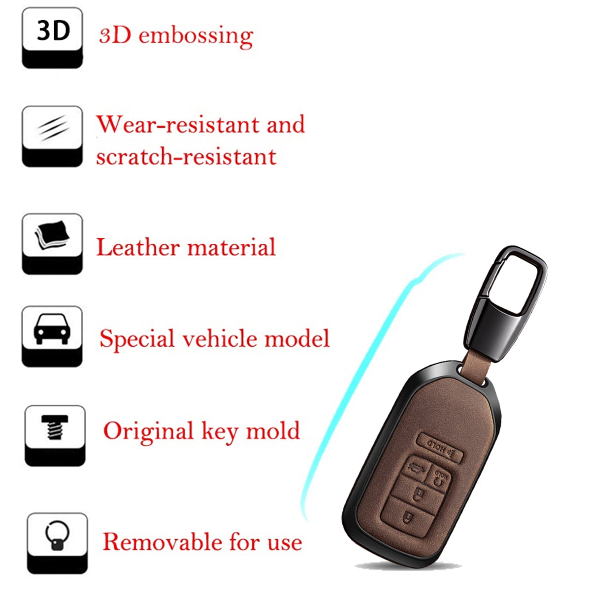 For Honda Key Fob Cover Leather Car 2016-2022 Accord Civic CRV Pilot Ridgeline Passport Key Case