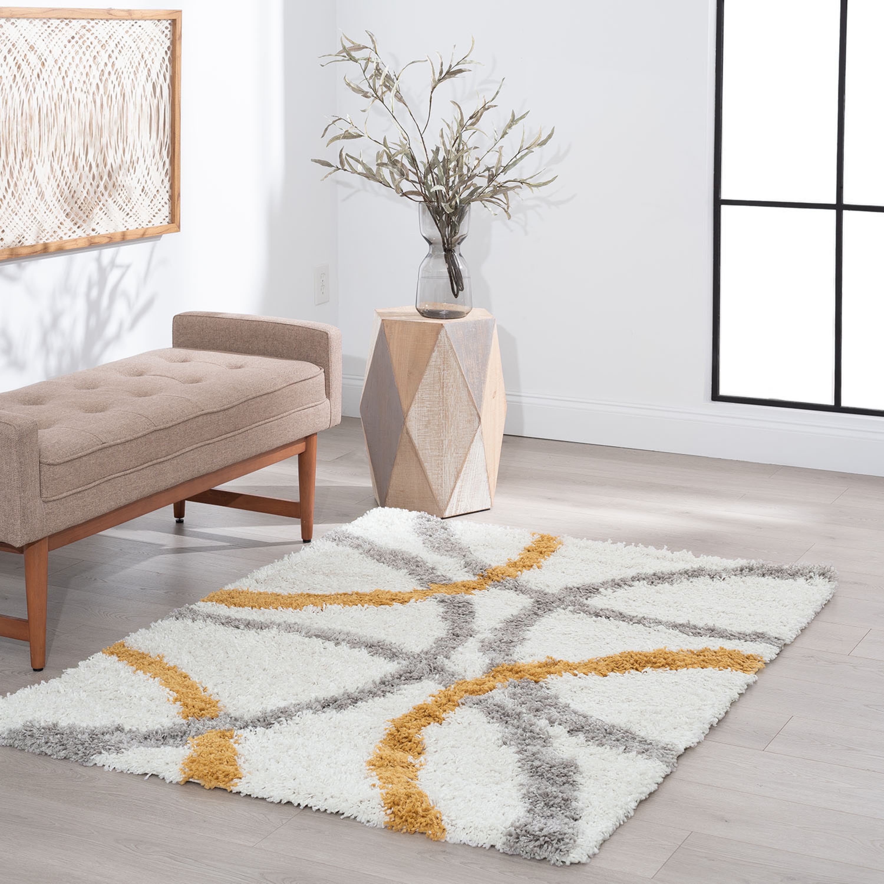 Bliss Rug Abstract Indoor Shag Rug for Living Room, Bedroom