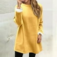 thumbnail image 2 of Arlun Fall Winter Fleece Lined Warm Sweatshirts For Women Casual Solid Color Raglan Long Sleeve Crewneck Pullover Tops Soft Comfy Outside Wear Hoodless Outfits Yellow XL, 2 of 8