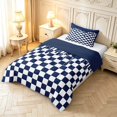 thumbnail image 2 of Manfei Checkered Art Twin Comforter Sets,Geometric Plaid Bedding Set,Navy White,Navy Blue Reversible,2-Piece,1 Comforter and 1 Pillowcase,2-Piece,1 Comforter and 1 Pillowcase, 2 of 7