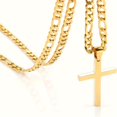 thumbnail image 5 of [Stainless Steel] Stainless Steel Men's Cross Necklace | Stainless Steel | Silvery/black/golden Cross Pendant | Simple Jewelry Gift,Golden, 5 of 7