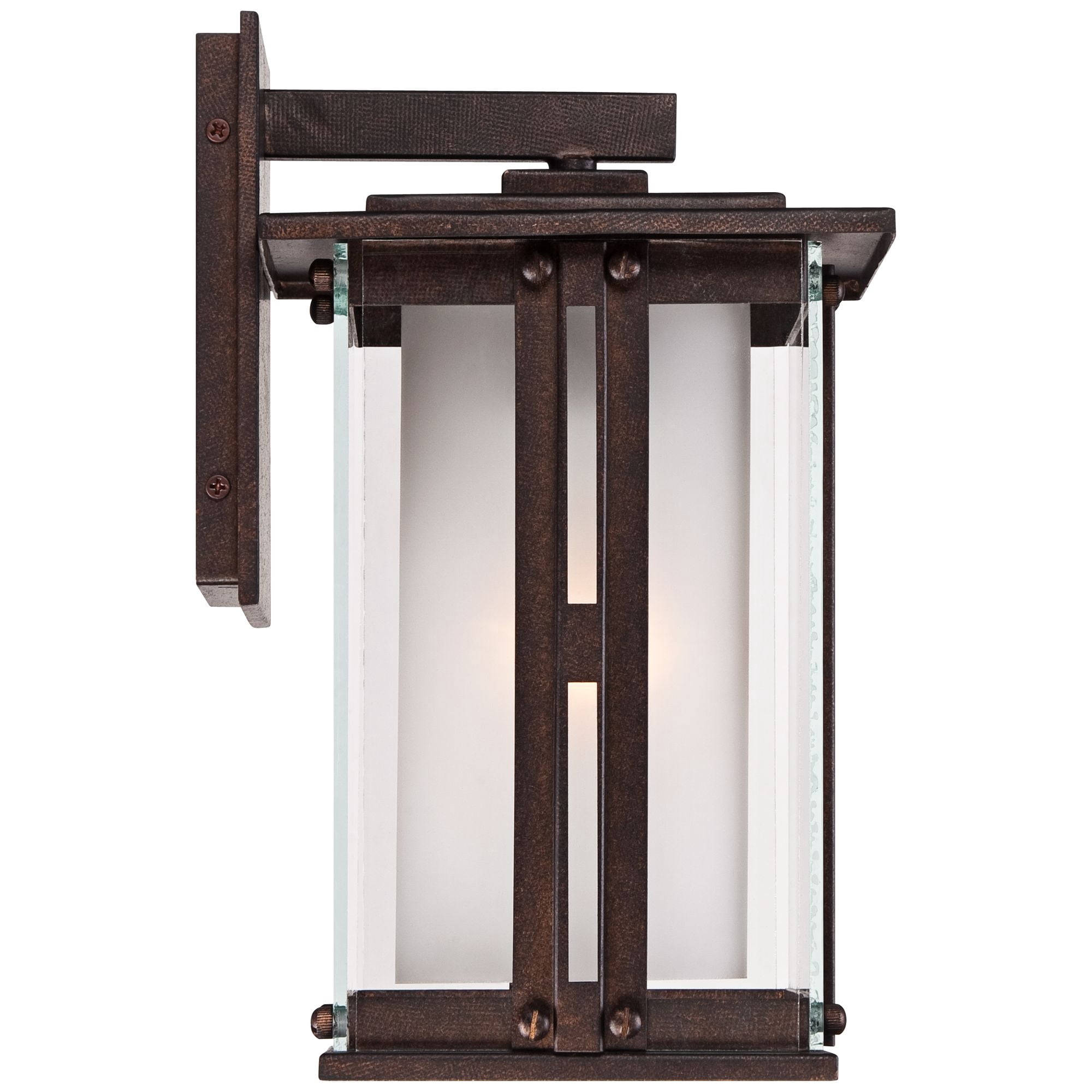 Franklin Iron Works Fallbrook Collection Rustic Farmhouse Outdoor Wall Light Fixtures Set of 2 Bronze 11 3/4" Clear Frosted Double Glass for Exterior