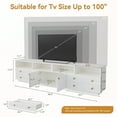 thumbnail image 4 of 86.6" TV Stand for TVs up to 100", High-Gloss TV Console Entertainment Center with LED Lights, 4 Drawers and 4 Open Compartments for Living Room, White, 4 of 7