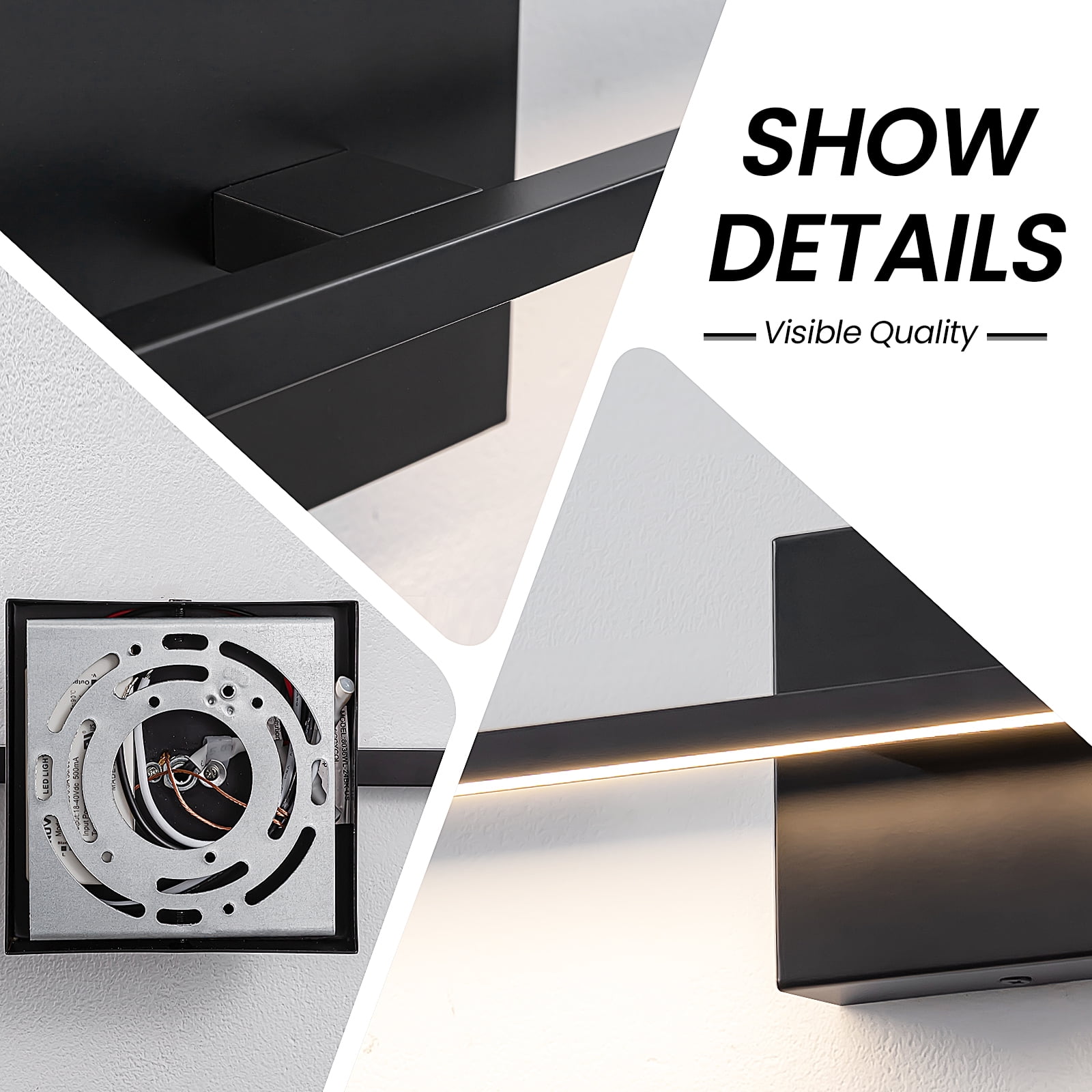 KAISITE Modern Bathroom Vanity Light 24 inch, Dimmable Black Bathroom Light Fixtures for Bathroom Wall Sconce with 3500K Warm Light Bedroom