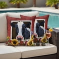 thumbnail image 5 of Cow Sunflowers Pillow Covers 2 Pack Blue Yellow Flower Bee Farms Animal Oil Painting Pillowcase Waterproof Outdoor Throw Pillow Cover for Patio Garden Square Cushion 18”x18”, 5 of 9