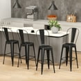 thumbnail image 2 of HOMCOM 24" Set of 4 Bar Stools Industrial Removable Back Metal Frame Black, 2 of 10