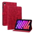 thumbnail image 2 of FJLBDE Case for iPad Mini 7 A17 Pro 2024/Mini 6 2021 8.3 Inch 7th/6th Gen, Embossed Flower Leather Flip Wallet Folio Stand Cover, Red, 2 of 7