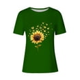 thumbnail image 4 of HAPIMO Women' Plus Size Flower Graphic Bsaic Tees Elegant Blouses Summer Tops for Women Round Neck Tees Fashion Clothes Casual Loose Dressy Tunic Green L, 4 of 4