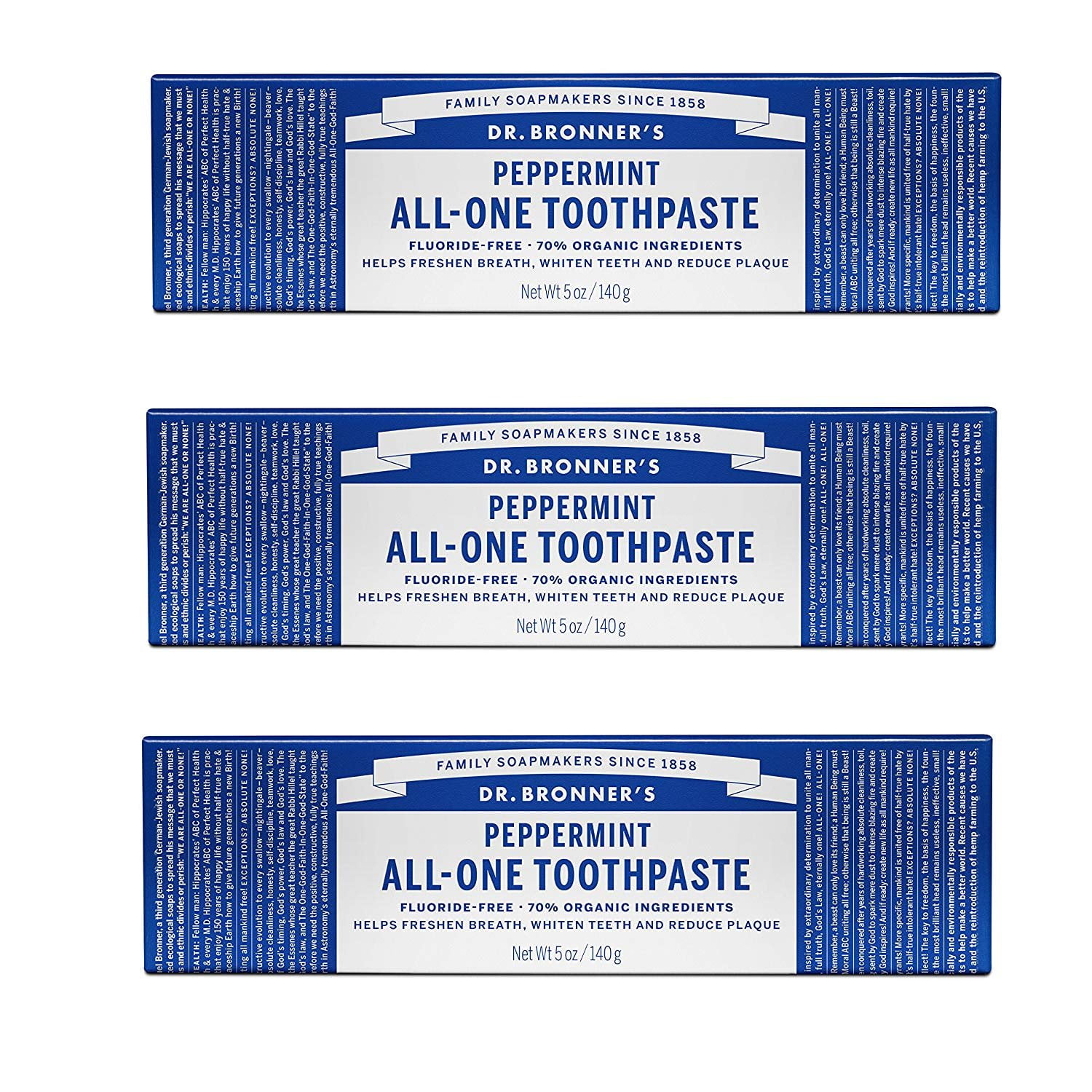 Dr. Bronner Peppermint Toothpaste 5Ounces 3 Pack