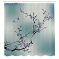 thumbnail image 2 of Ambesonne Nature Shower Curtain, Birds Cherry Branches Style, 69"Wx75"L, Cadet Blue, 2 of 4