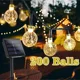 thumbnail image 2 of Guirnalda de luces solares de 200 LED para exteriores, guirnalda de luces navideñas de cristal, 8 modos, resistente al agua, para patio, decoración de fiestas en el jardín, 2 of 5