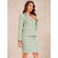 thumbnail image 3 of DARING DIVA 2Pcs Women's Business Blazer Pencil Skirt Office Work Set XS Gray Green, 3 of 6