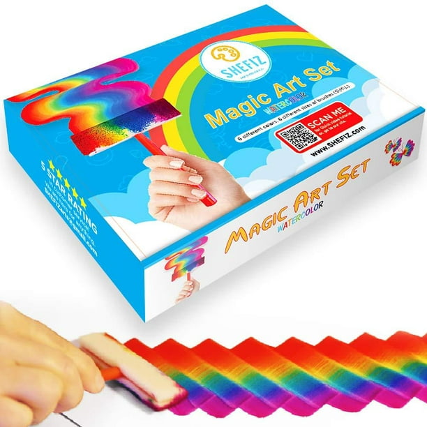 Watercolor Rainbow Magic Art Set For Girls And Boys Ages 7-12 – Kids Art Kit With 6 Sponge Brushes - Walmart.com