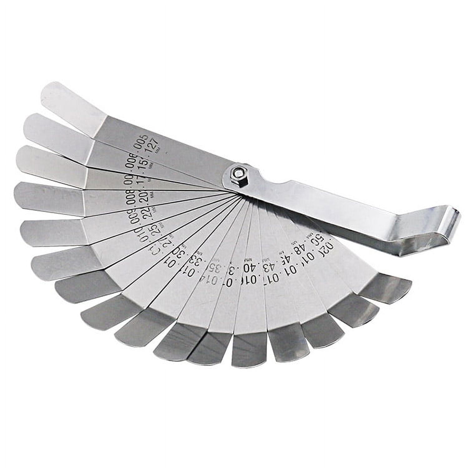 16 Blades Feeler Gauge Metric 0.127-0.508mm Stainless Steel Gap Filler Gauge Measurement Tool For Engine Valve Adjustment ,Easy to Use