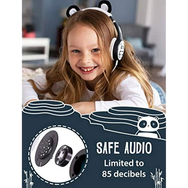 Planet Buddies Volume On Music Foldable Panda Travel, Wired Kids Sharing, Headphones for Headphones Kids, School, Headphones, Safe with Ear for - Kindle Earphones Phone