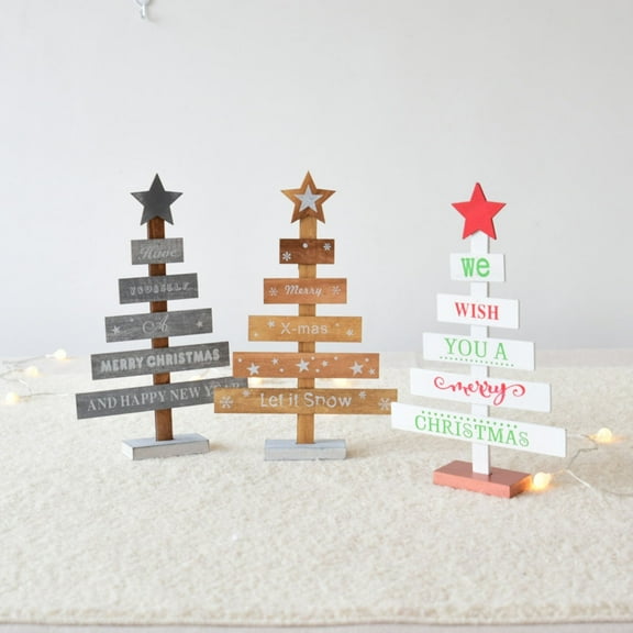 Niceauty Tabletop Decor Wooden Christmas Tree Original Wood Color 1Pcs