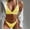 Yellow, variant on BONIXOOM Tummy Control Swimsuits For Women Tankini None Solid Bikinis Bikini Summer Swimwears on Clearance Green Size 6