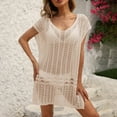 thumbnail image 2 of yillto Women’s Boho V Neck Crochet Tunic Tops Fringe Blouse Shirt Hollow out Beach Swimsuit Cover Up, 2 of 7