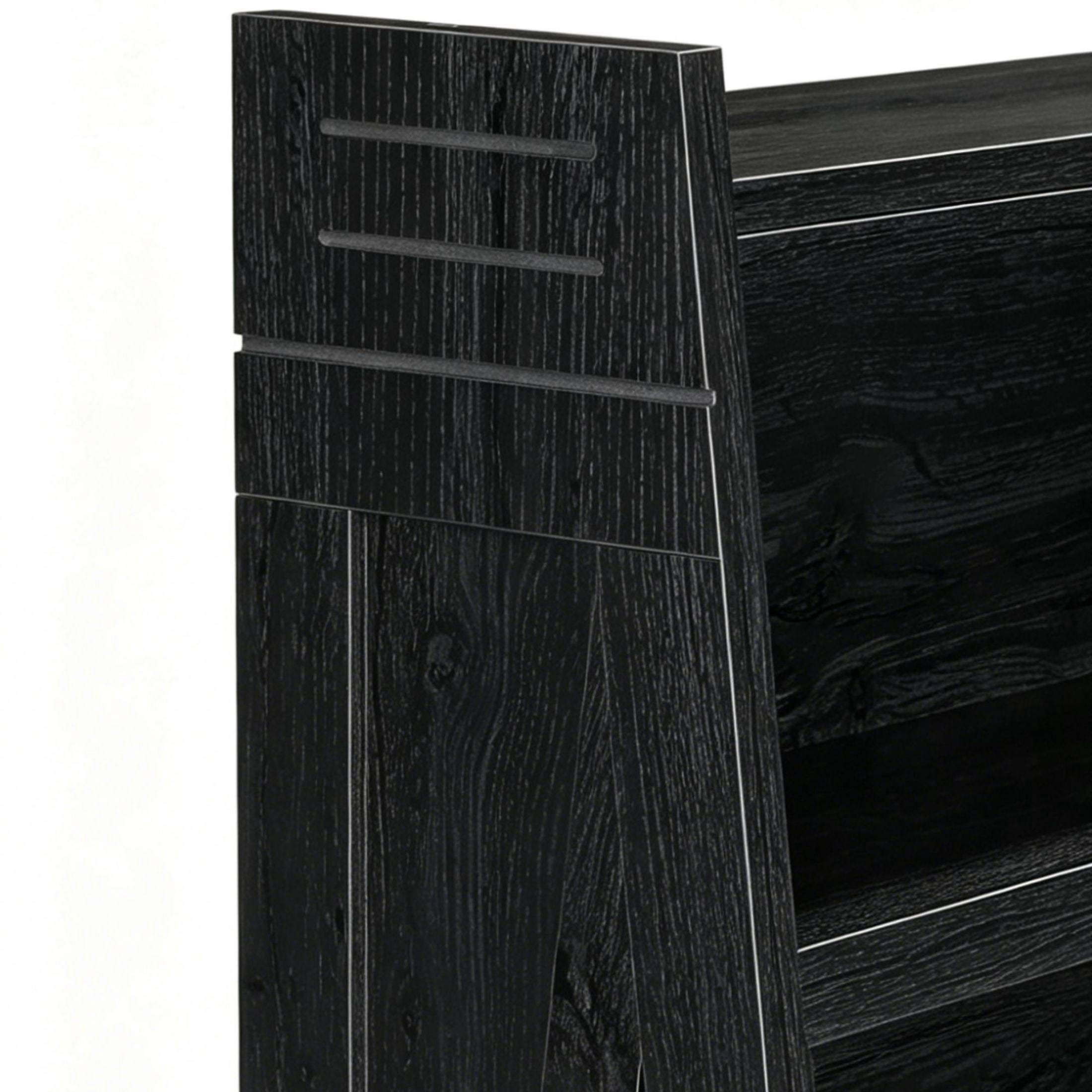 GDF Studio 47.17" Expandable 4-Tier L-Shaped Bookshelf, Adjustable 2-Piece Storage Rack, Black