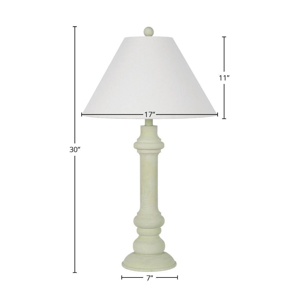 Cooper Ridge Polyresin 30" Table Lamp with Linen Shade, Matte Green (Set of 2)