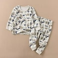 thumbnail image 2 of FINALGANG Boys Kids Cartoon Prints Homewear Set Long Sleeve Crewneck Loose Fit Top Elastic Waisted Pants For Daily Home Relaxation Adorable Outfits, 2 of 7