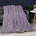 thumbnail image 3 of Unique Bargains Double-sided Fluffy Shaggy Faux Fur Blanket Purple Twin(60" x 80"), 3 of 8