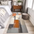 thumbnail image 5 of Burnt Orange Grey Area Rugs 2x6 for Kitchen Runner Rug, Oil Painting Modern Abstract Art Non Slip Washable Rug Runner, Low Pile Indoor Floor Carpet Mat Bathroom Rugs for Bedroom, Kids Room, 5 of 9
