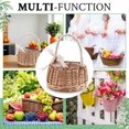 thumbnail image 4 of Woven Flower Basket Rattan Storage Basket Flower Girl Hand Basket Handmade Flower Basket with Bow, S, 4 of 5