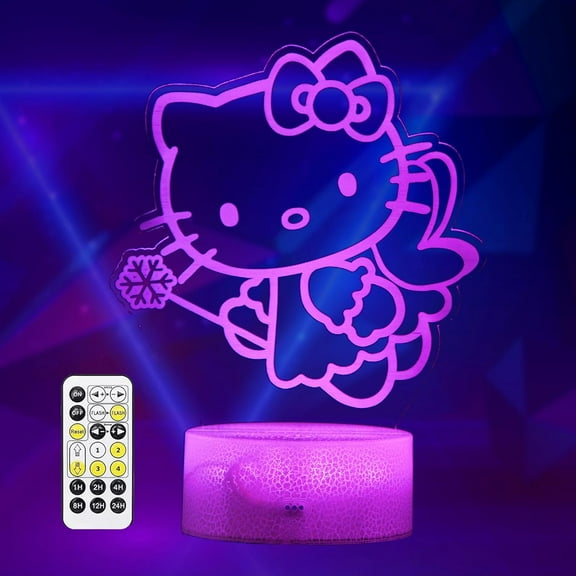 Aorsher Cute Cat 3D Night Light, Anime Charater Color Changing Decorative Cat Lamp with Remote Control, Dimming, Timer, Game Fan Gift, Suitable for Christmas Birthday Boys Girls