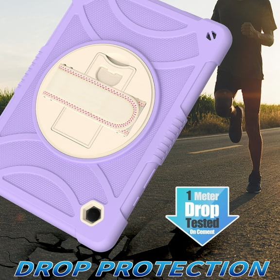 For Apple iPad Mini 6th Gen 8.3 inch (2021) Tablet Hand and Shoulder Strap with Kickstand 3in1 Tough Hybrid - Light Purple