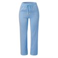thumbnail image 6 of Womens Pants Linen Waist Cotton And Elastic Solid Pants Drawstring Long Women Straight Casual Pants, 6 of 6