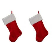 Prextex 18" Classic Christmas Stockings Red & White Plush, Set of 2