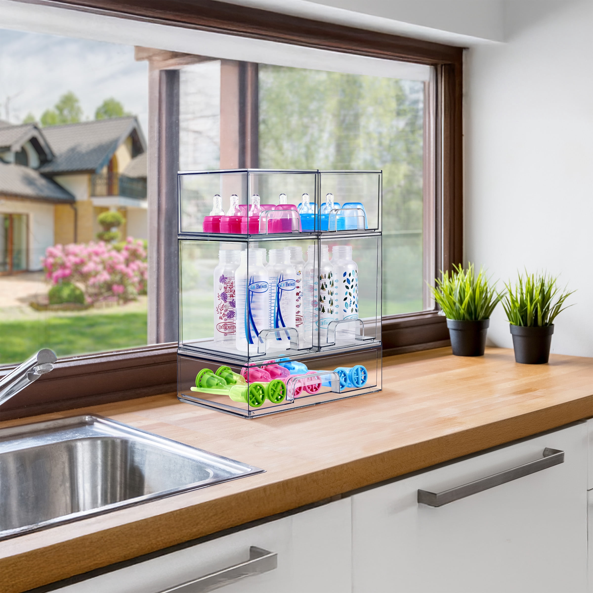 Sorbus Wide Stackable Acrylic Storage Drawers, Clear Baby Organizer Bins, 2-Pack