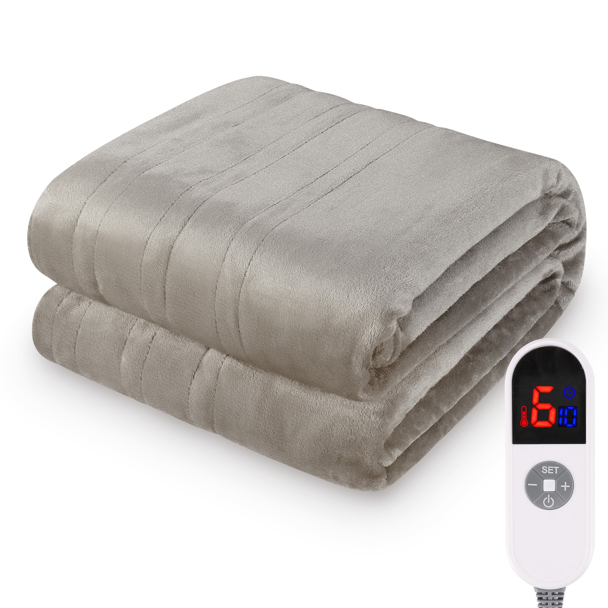 MARNUR Electric Blanket 72" x 84" Full Size, Flannel & Shu Velvet, Fast Heating, 6 Heating Levels, 10 Hours Timer, Linen
