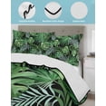 thumbnail image 4 of Quilts King Size Bedding Set, Green Tropical Botanical Lightweight Quilted Comforter, Summer Monstera Palm Leaves Black Reversible Bedspread Coverlet with Pillow Covers for All Season, 96" x 106", 4 of 7