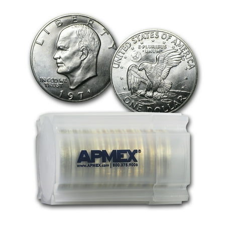 - 1971-S 40% Silver Eisenhower Dollars 20-Coin Roll BU
