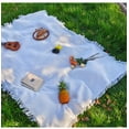 thumbnail image 5 of Picnic Blanket Outdoor Blanket Foldable Blanket Picnic Mat Beach Mat for Camping Lawn Beach Grass, Kitchen Tassel Tablecloth Table Decor, 35"x59"(White), 5 of 5