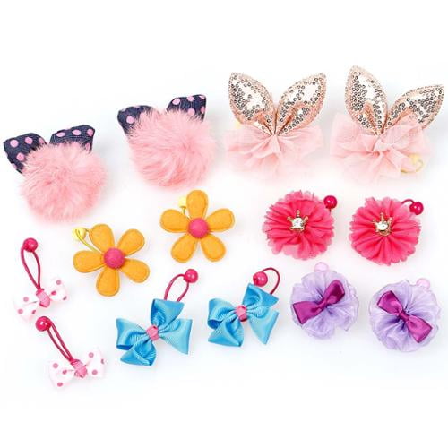 Bundle Monster 14 pc Mixed Design Elastic Girly Dog Hair Tie