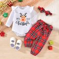 thumbnail image 2 of Pantalones a cuadros con forma de alce navideño AMAWMW para niña de 3 a 6 m, 2 of 7