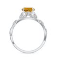 thumbnail image 3 of Vine Art Leaf Style Moissanite Ring Cushion Cut Citrine Engagement Ring in Sterling Silver/ White Gold Plated Engraved Promise Wedding Band Ring November Birthstone Jewelry, Ring Size 7, 3 of 8