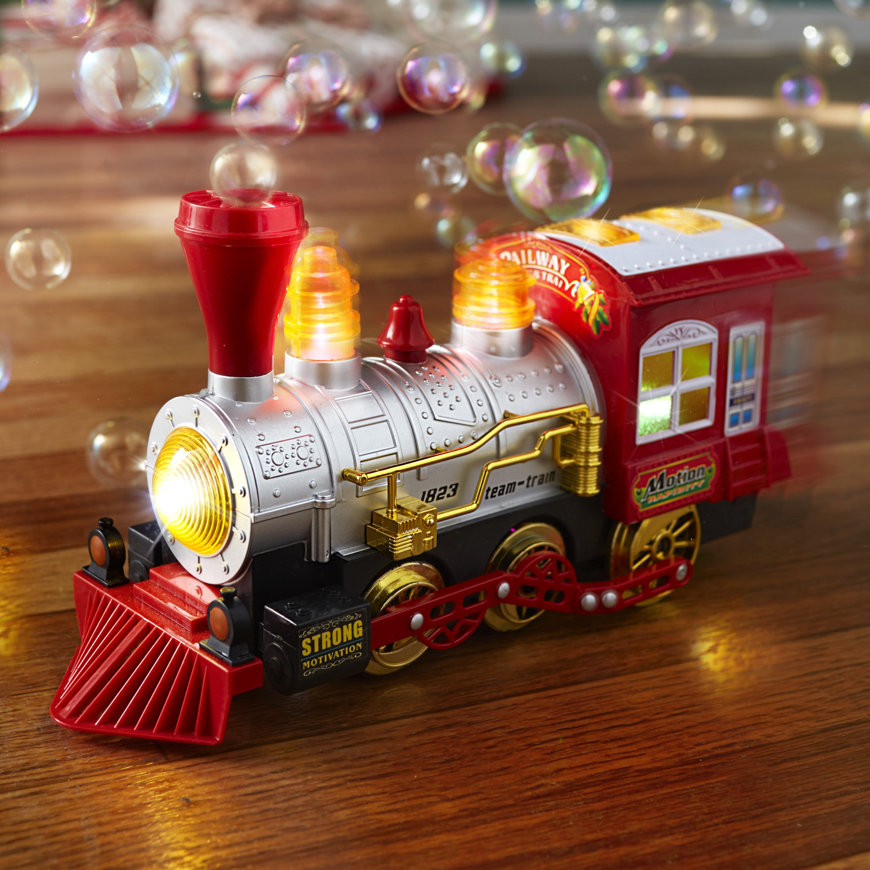 Lights and Bump'n'Go Battery Operated Kids Toy Blowing Bubble Train Car Music 