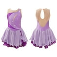 thumbnail image 3 of Miaeowve Kids Girls Figure Ice Skating Dress Sleeveless Rhinestone Color Block Ballet Dance Performance Clothing Dancewear Lavender 12, 3 of 7