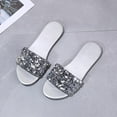 thumbnail image 4 of Mepaouo Women's Rhinestone Flat Sandals Round Open Toe Sequin Band Slide Summer Dressy Shoe Size 7.5, 4 of 5