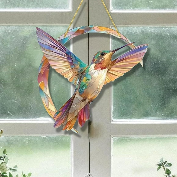 Boreal Craft Hummingbird Suncatcher Colored Acrylic Window Hanging Hummingbird Acrylic Window Hanging Decoration Stained Glass Suncatcher For Female Bird Lovers (1/2/3 Pcs) Beads Bracelet String